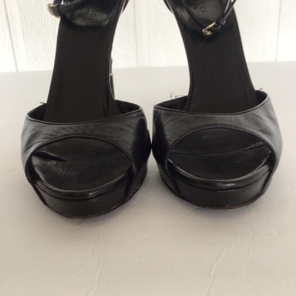 GUCCI BLACK LEATHER BAMBOO HEELS SIZE 39 - Picture 10 of 15